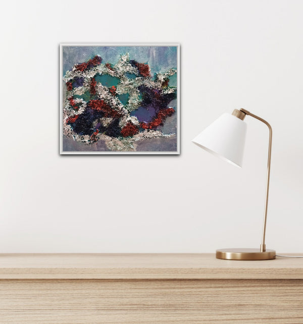 Coral And Ice 10x10 Inches On Board Unframed