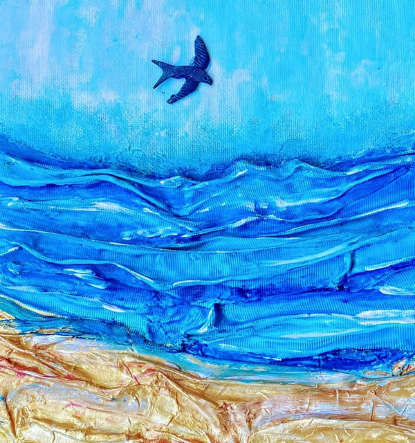 Fisherman's Beach 8x8 inches on Board unframed