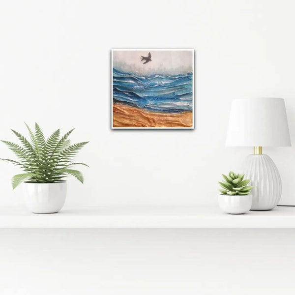 Fisherman's Beach 8x8 inches on Board unframed